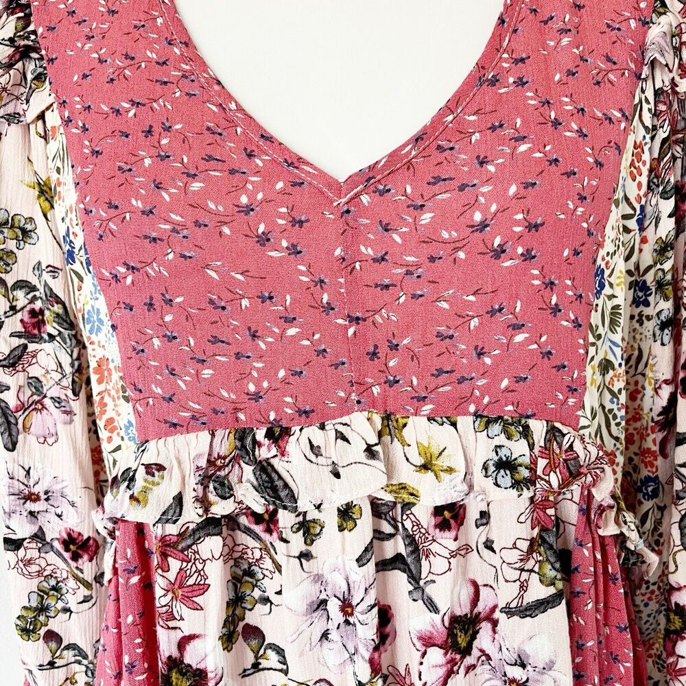 GiGio Oversized Tunic Blouse Top Shirt Dress Size Medium Floral Cottagecore Boho - Picture 10 of 16